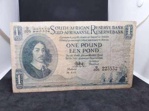 3rd Issue 1955 MH de Kock One Pound-Een Pond
